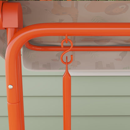 AIYAPLAY Kids Porch Swing, 2-Seater Patio Swing Bench Hammock with Seat Belts, Adjustable Canopy for Garden, Orange