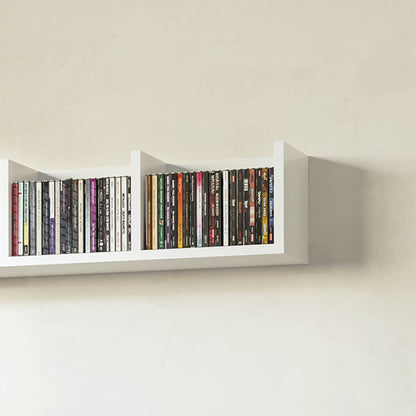 HOMCOM Wall Mount 84 CD / 56 DVD/Blu-ray/ Media Storage Rack 4 Cubes, Wooden Shelf Organiser Unit Bookcase Display, Set of 2, White