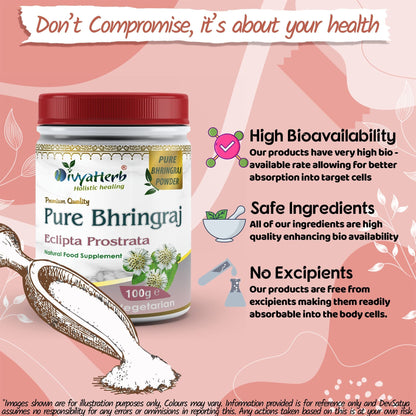 DivyaHerb Bhringraj Powder 100 gram - Hair & Scalp Support