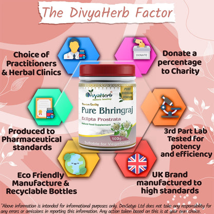 DivyaHerb Bhringraj Powder 100 gram - Hair & Scalp Support
