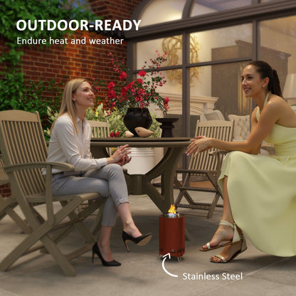 Outsunny Smokeless Fire Pit, 16 x 16 cm Stainless Steel Portable Wood Burning Firepit with Poker, Wood or Pellet Fuelled Tabletop Fire Pit for Garden Camping Bonfire Party, Red