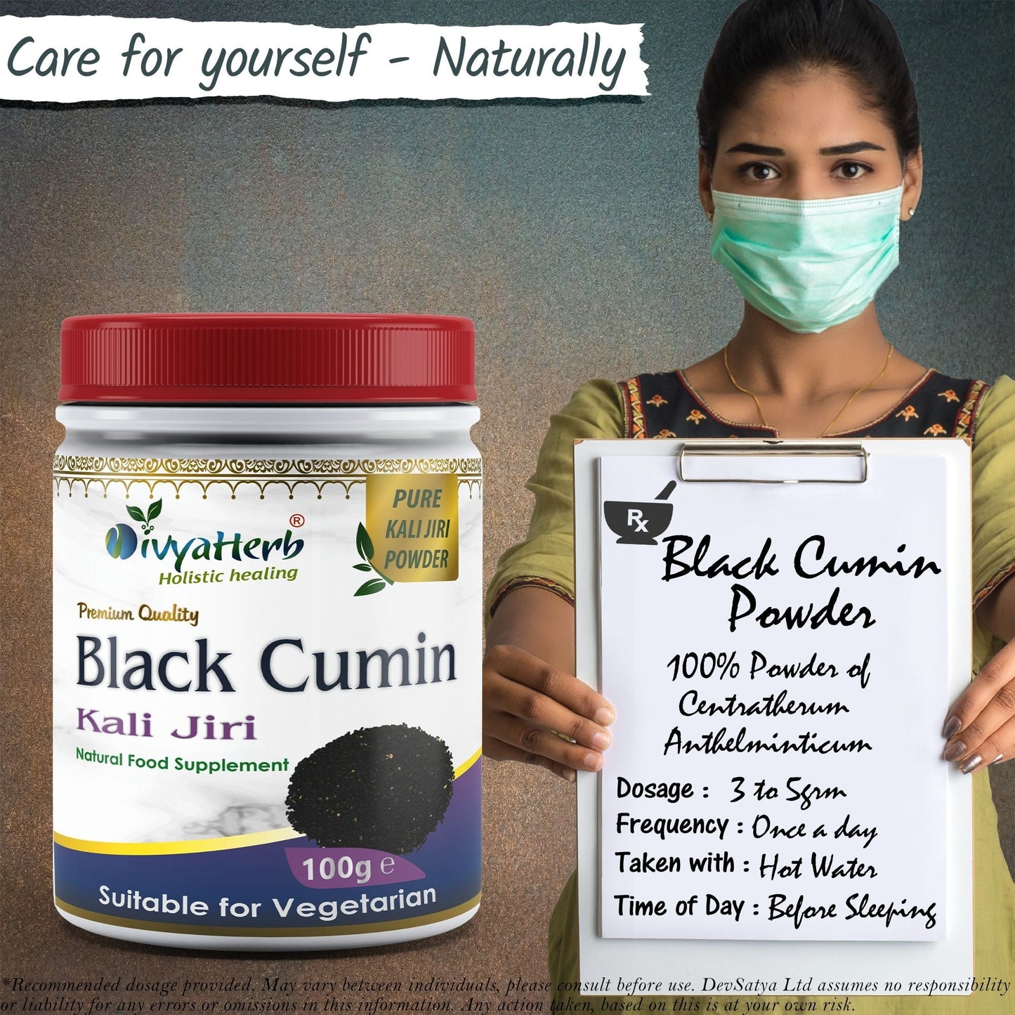 DivyaHerb Black Cumin Powder 100 gram - Daily Wellness Support