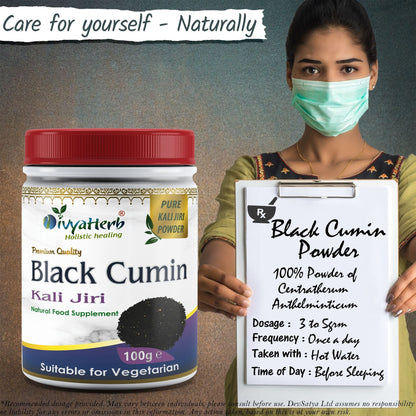 DivyaHerb Black Cumin Powder 100 gram - Daily Wellness Support