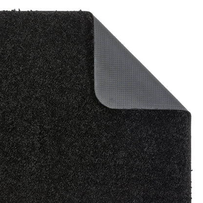 Washable Black Shaggy Rug