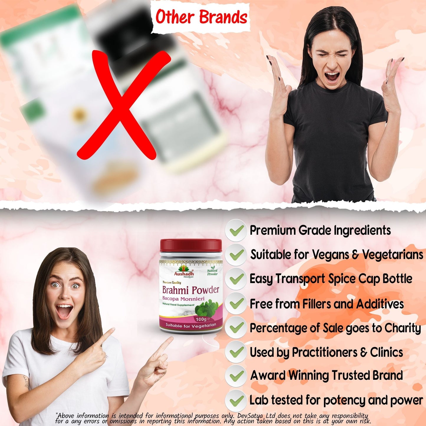 Aushadh Brahmi Powder 100 gram - Calm & Focus Support