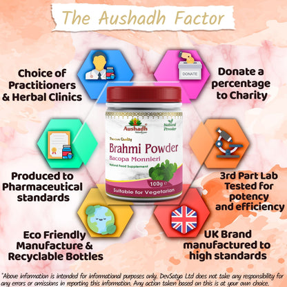 Aushadh Brahmi Powder 100 gram - Calm & Focus Support