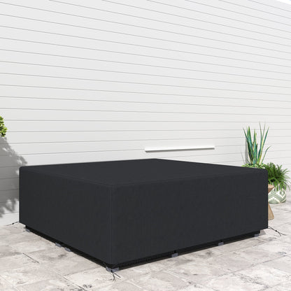 Outsunny 600D Oxford Outdoor Garden Furniture Sofa Set Cover, Waterproof Anti-UV Rattan Sun Lounger Protection Protector Cover, 225L x 210W x 70Hcm, Black