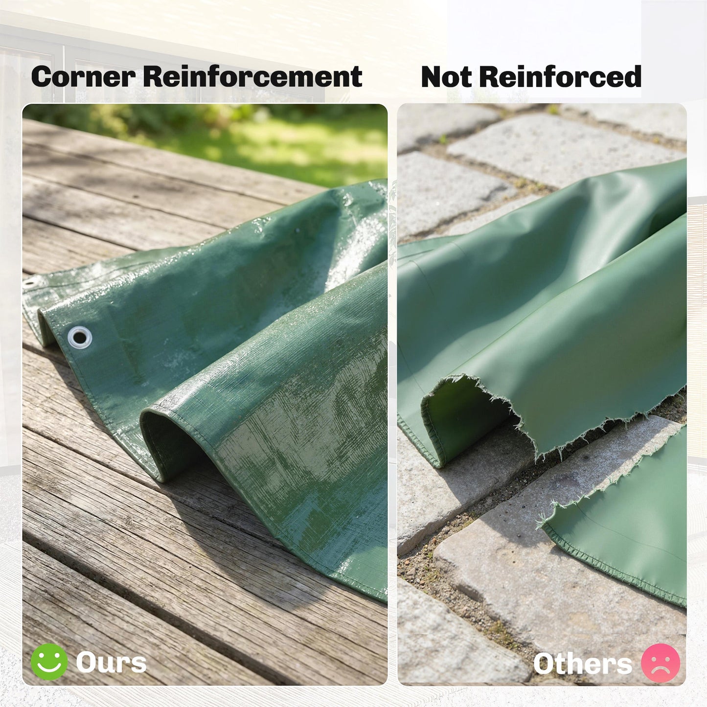 Outsunny 4 x 6m Waterproof Tarpaulin, 90GSM Tear-Resistant PE Tarp with Reinforced Grommets, UV Protected Cover
