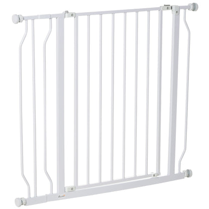 PawHut Wide Dog Safety Gate, with Door Pressure, for Doorways, Hallways, Staircases - White