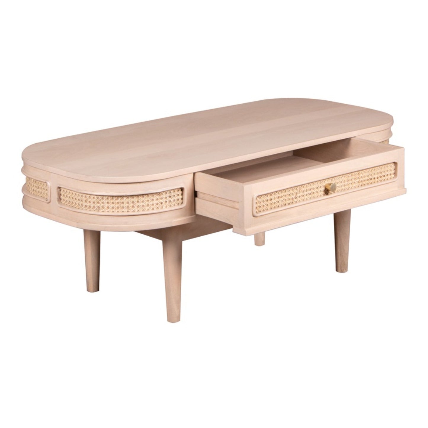 Chester Cane And Wood 1 Drawer Coffee Table