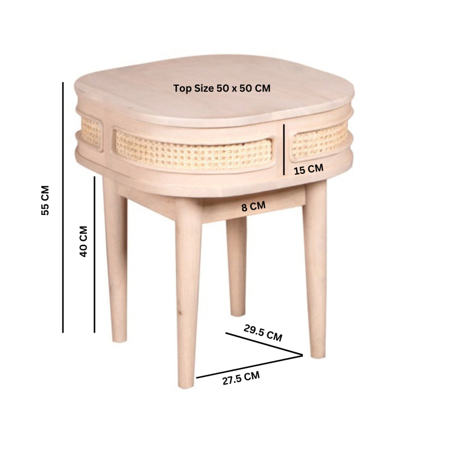 Chester Cane And Wood Bedside Table