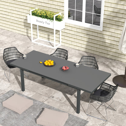 Outsunny Aluminium Garden Table for 6-8, Extending Outdoor Dining Table Rectangle for Lawn Balcony - Charcoal Grey