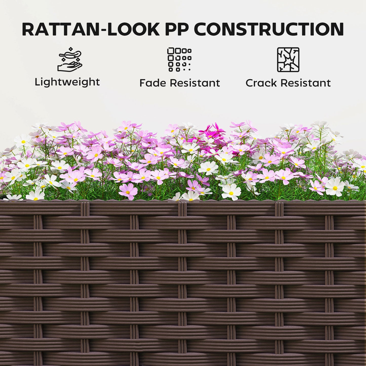 Outsunny Plastic Raised Garden Bed with Legs, Self Watering Elevated Planter Boxes with Drainage Holes and Plugs