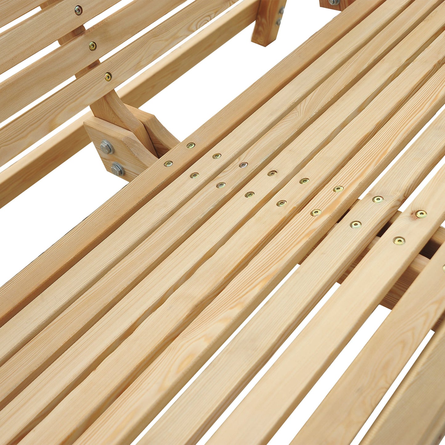 Outsunny 2 Seater Garden Swing Seat Larch Wood Swing Chair Hammock Bench Lounger - Natural