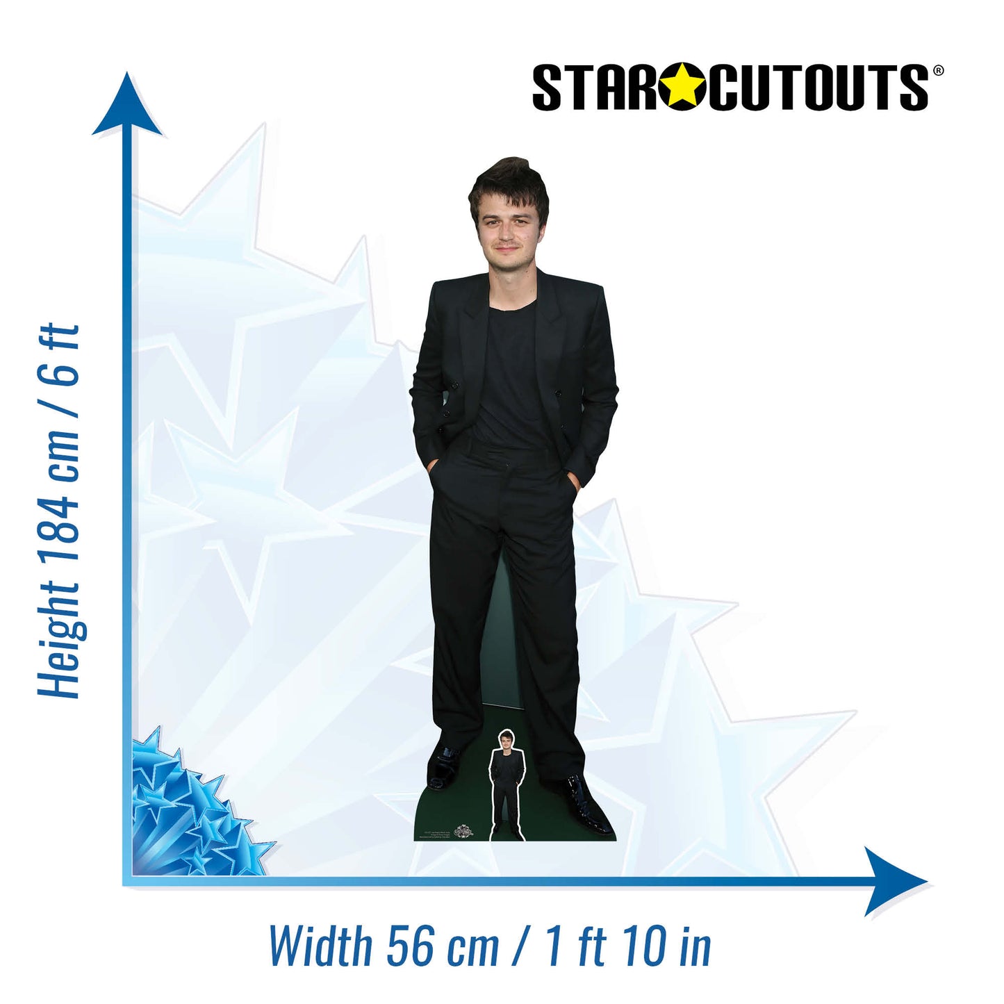 CS1027 Joe Keery Black Suit Height 167cm Lifesize Cardboard Cut Out With Mini