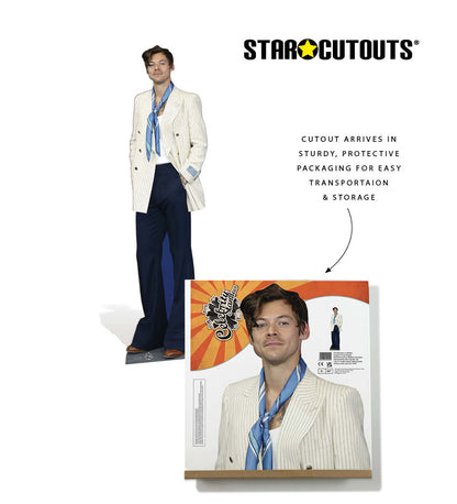 CS1055 Harry Styles White Jacket Height 186cm Lifesize Cardboard Cut Out With Mini