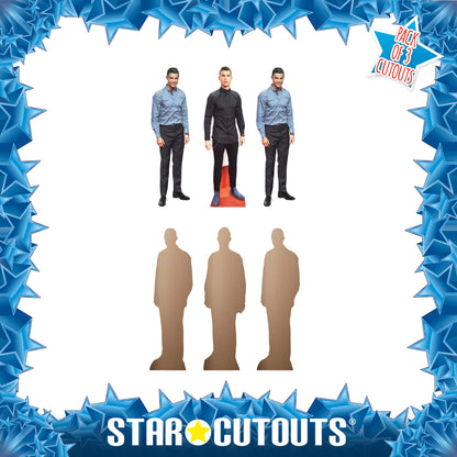 CS1192 Ronaldo Three Pack Shelf Top Cutout  Cardboard Cut Out Height 31cm