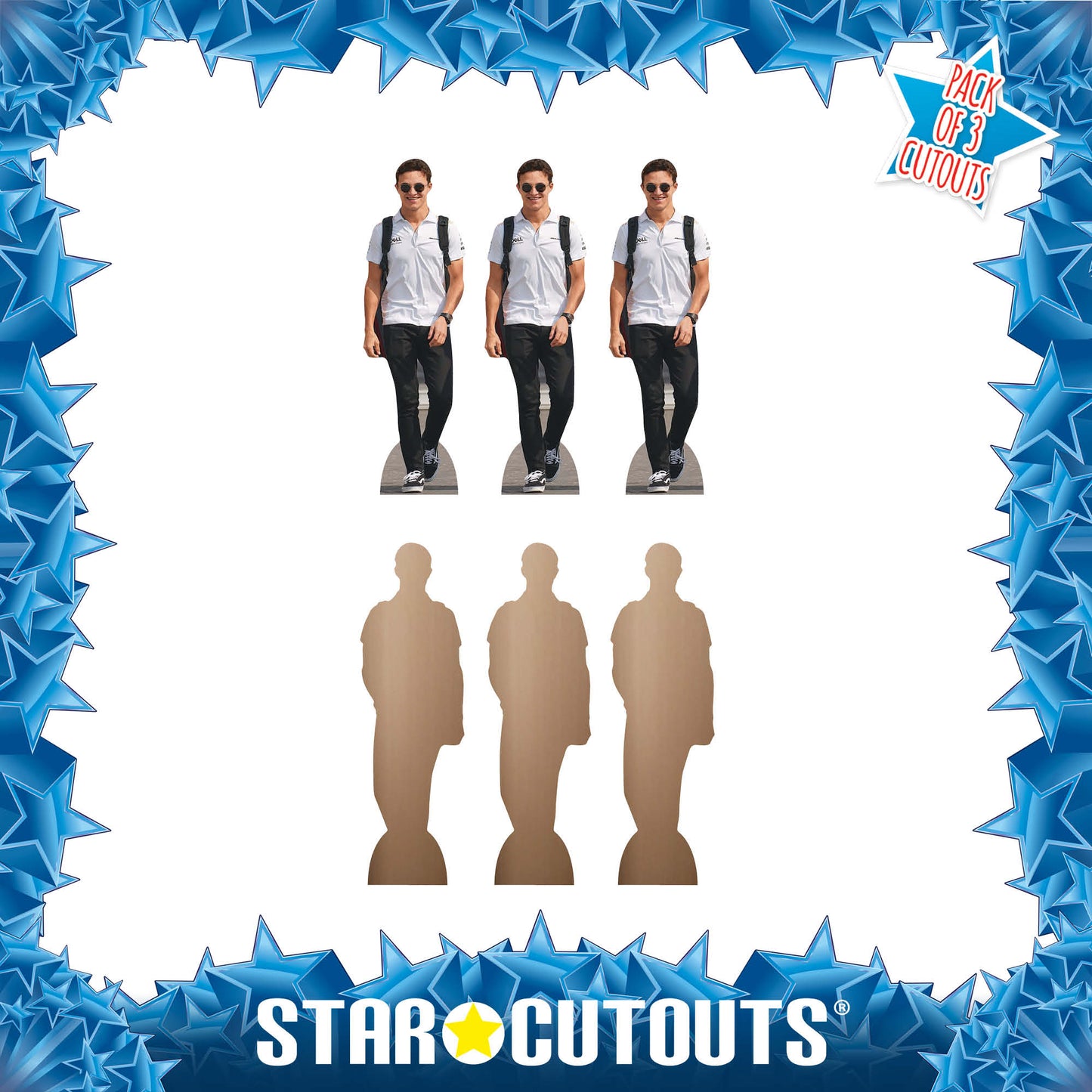 CS1196 Lando Norris Three Pack Shelf Top Cutout  Cardboard Cut Out Height 31cm