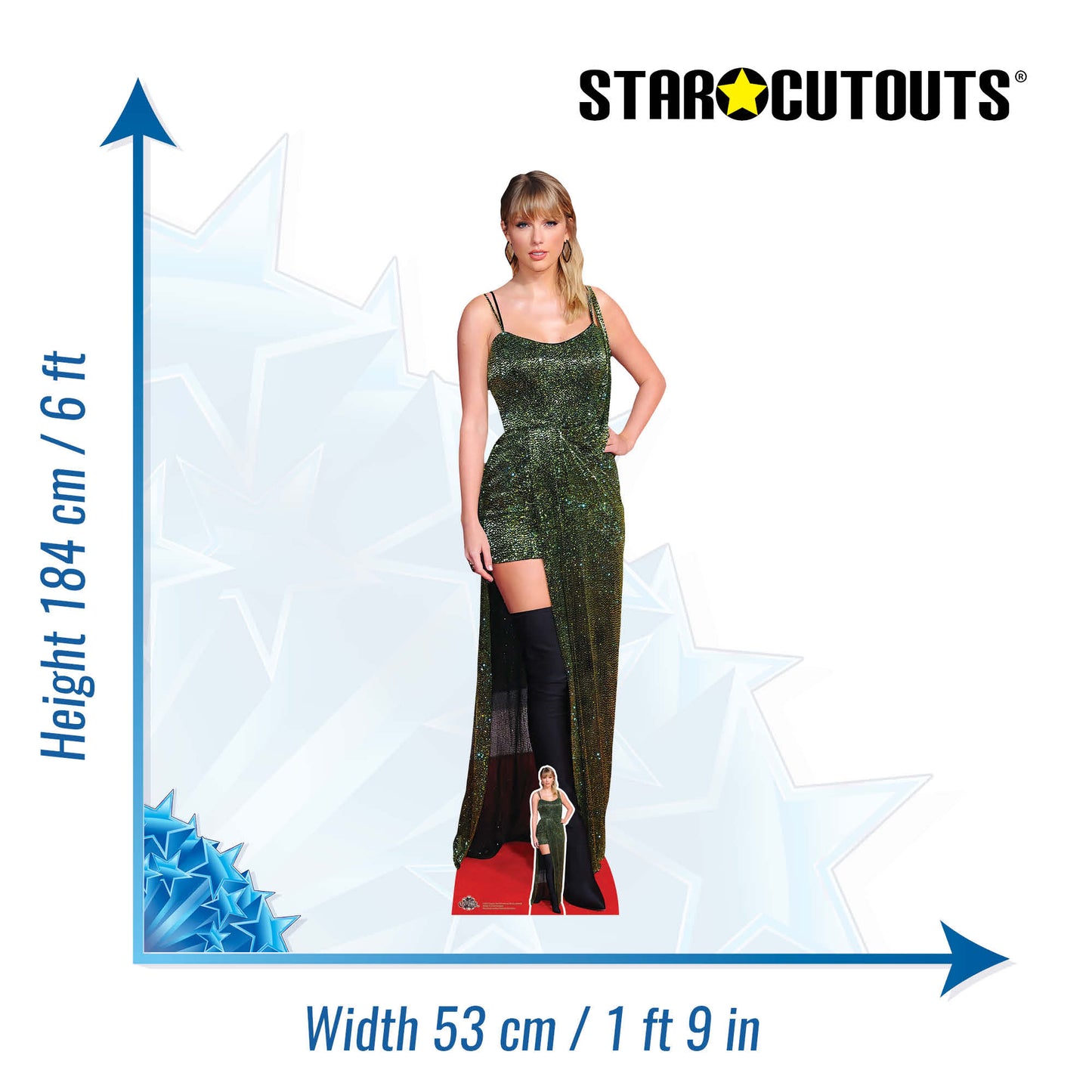 CS953 Taylor Green Dress Height 184cm Lifesize Cardboard Cut Out
