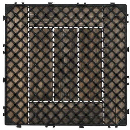 Outsunny 27 Pcs Wooden Interlocking Decking Tiles, 30 x 30 cm Outdoor Flooring Tiles, 2.5\'e3\'8e\'a1 per Pack, for Patio, Balcony, Terrace, Hot Tub, Charcoal Grey