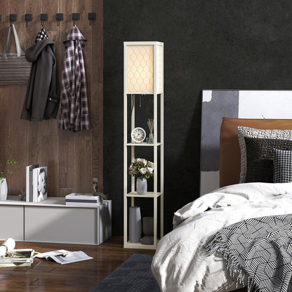HOMCOM Three-Shelf Standing Lamp - Oak/White