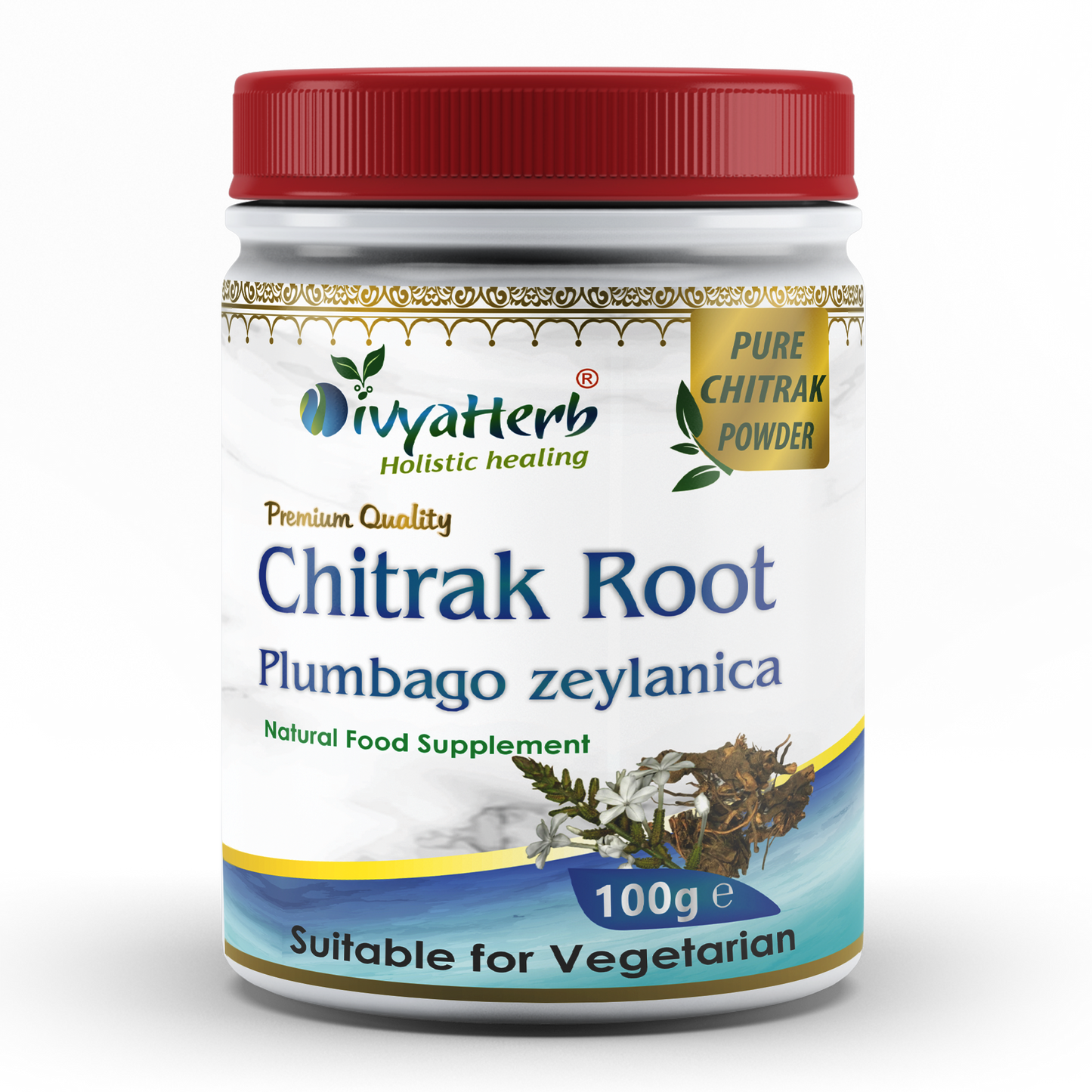 DivyaHerb Chitrak Root Powder 100 gram - Daily Wellness Support