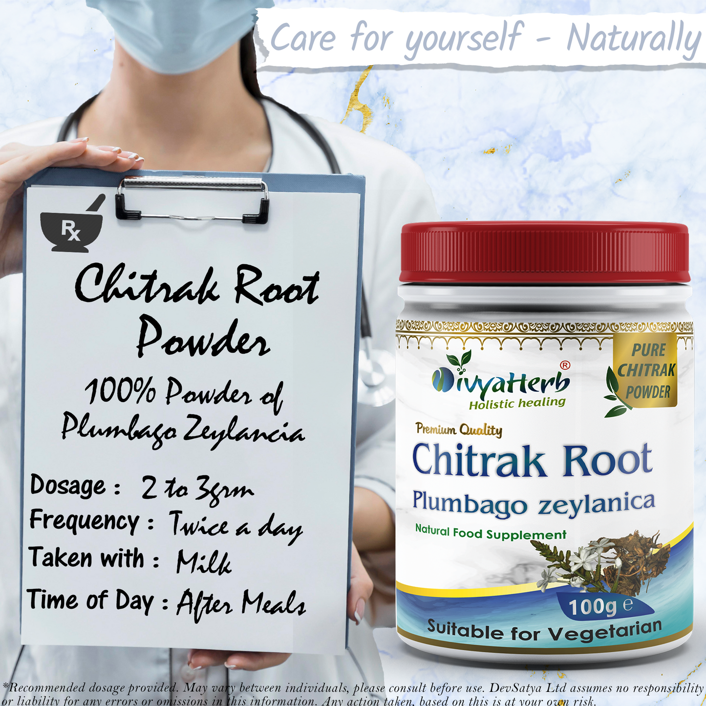 DivyaHerb Chitrak Root Powder 100 gram - Daily Wellness Support