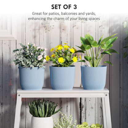 Outsunny Set of Three \'d0\'a422cm Planters - Blue