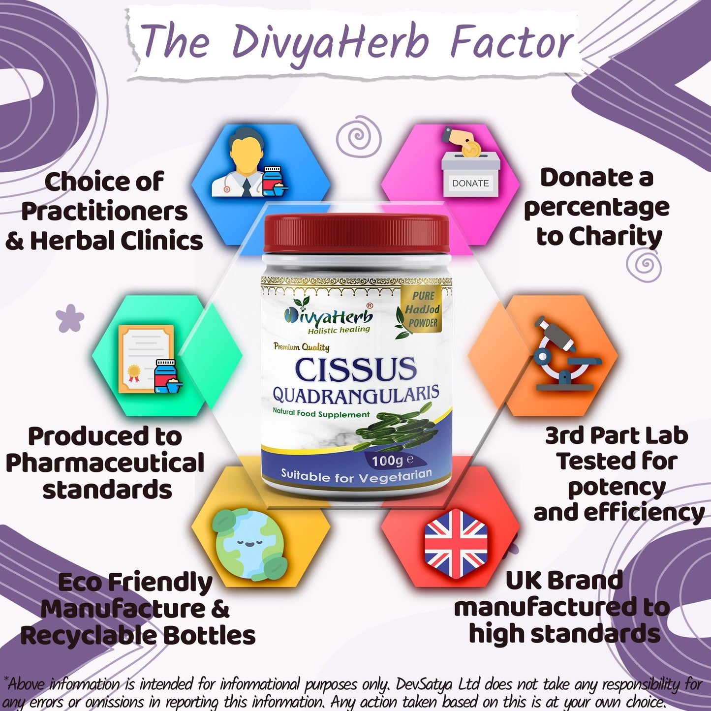 DivyaHerb Cissus Quadrangularis Powder 100 gram - Joint & Mobility Support