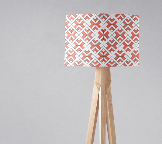 Coral and White Geometric Design Lampshade, Ceiling or Table Lamp Shade