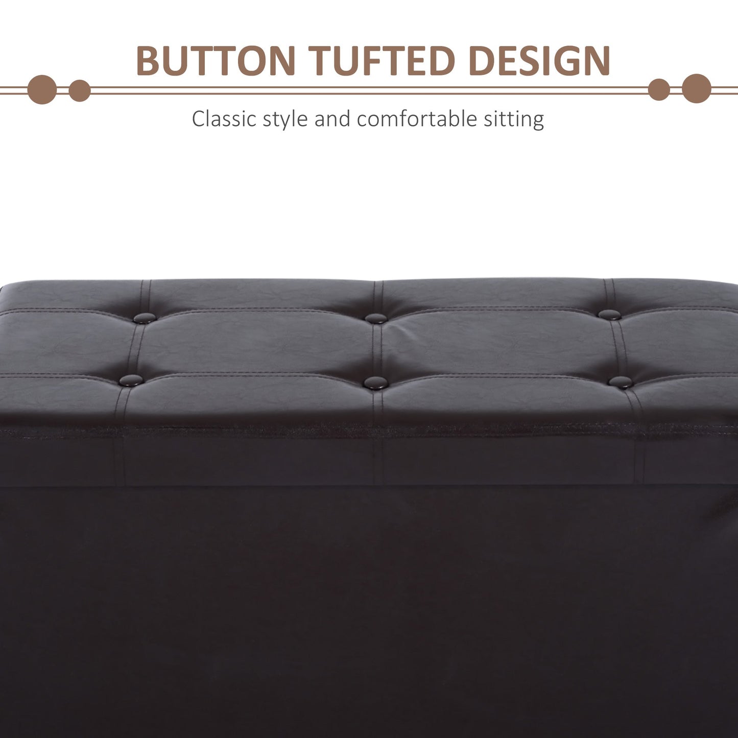 HOMCOM Folding Faux Leather Storage Cube Ottoman Bench Seat PU Rectangular Footrest Stool Box (Brown)