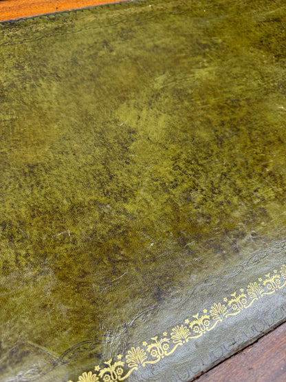 Antique Mahogany Writing Desk Leather Top Two Drawer Side Table Desk