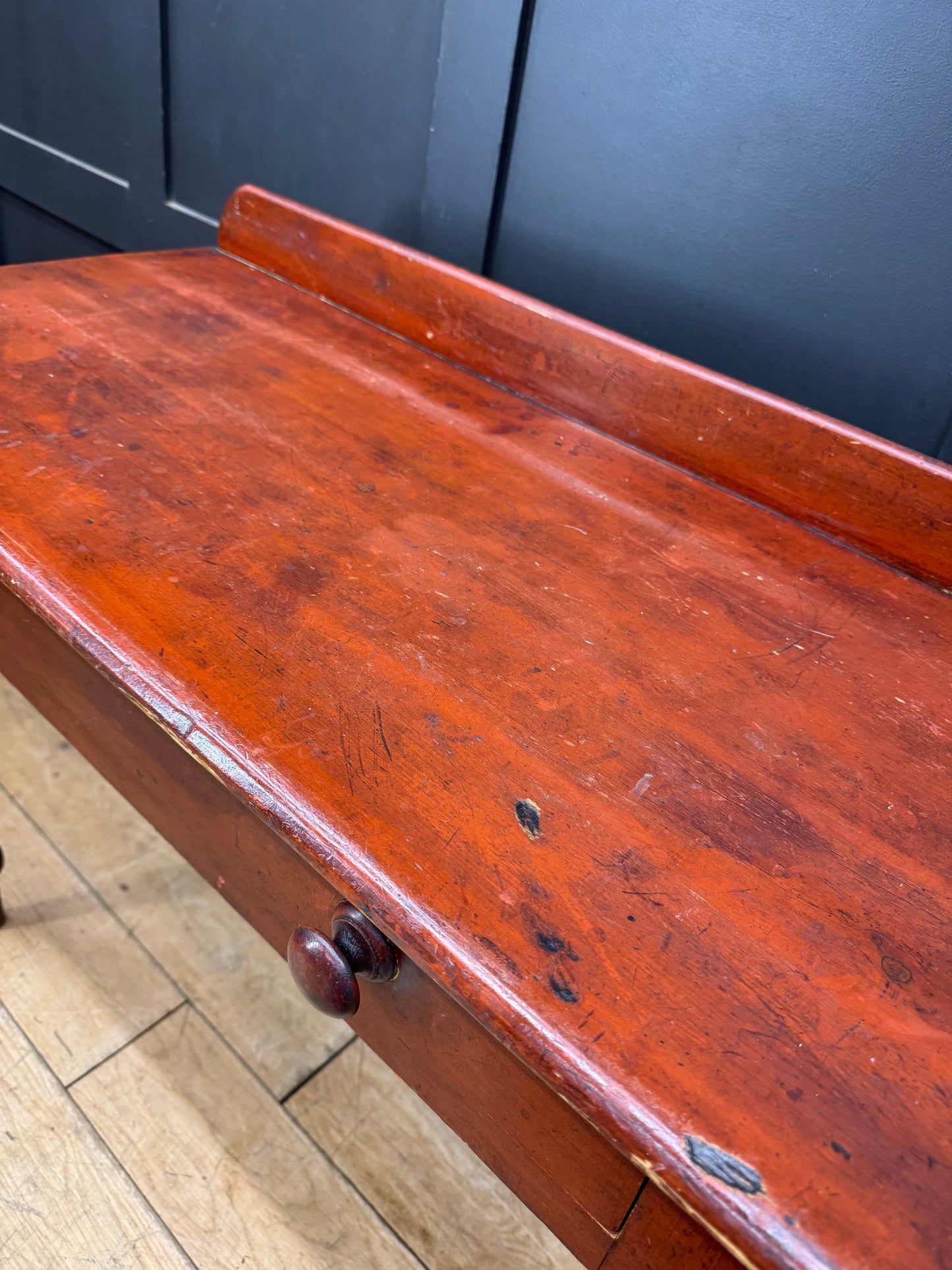 Antique Victorian Pine Writing Table Desk Console Side Table / Wash Stand