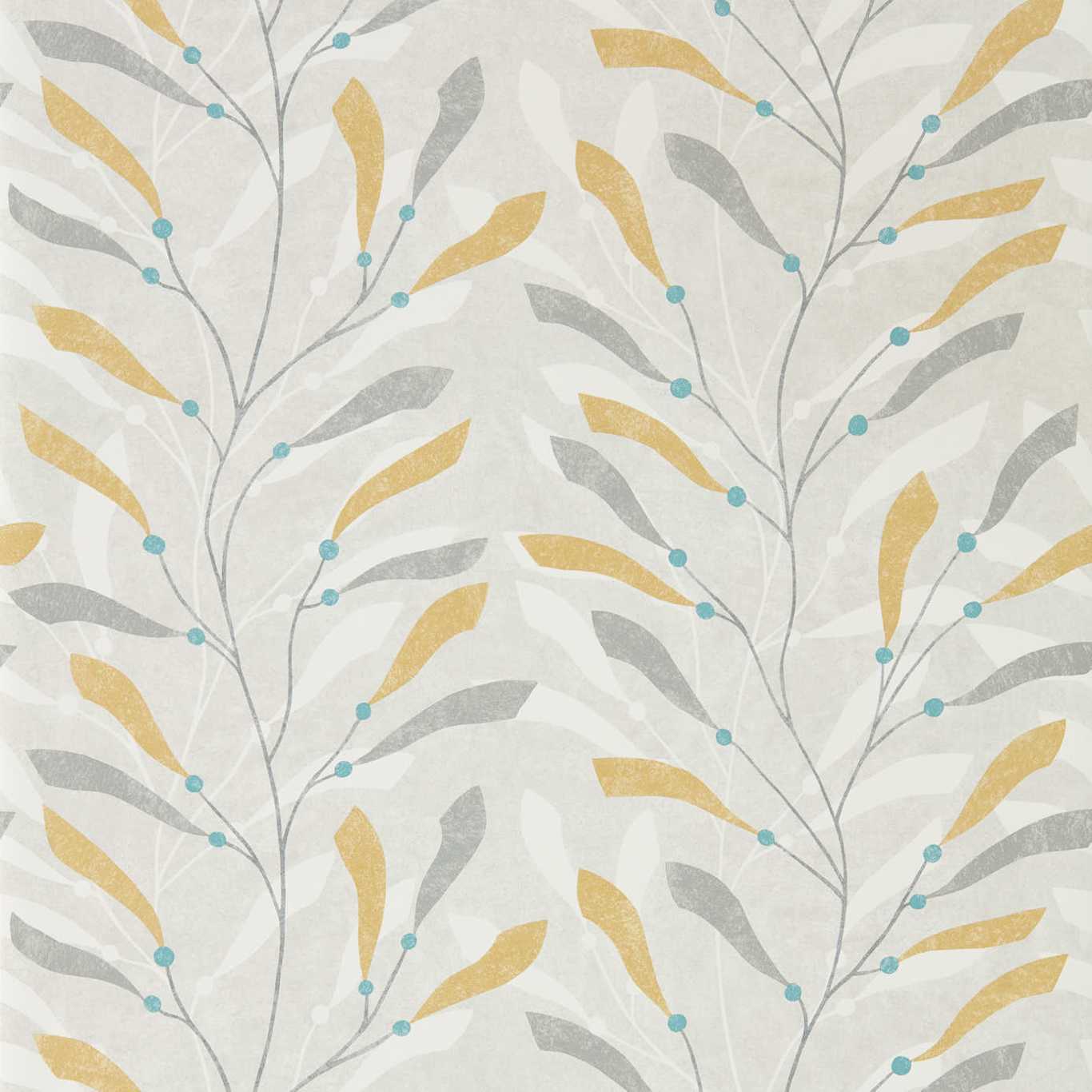 Sanderson Sea Kelp | Ochre / Slate Wallpaper