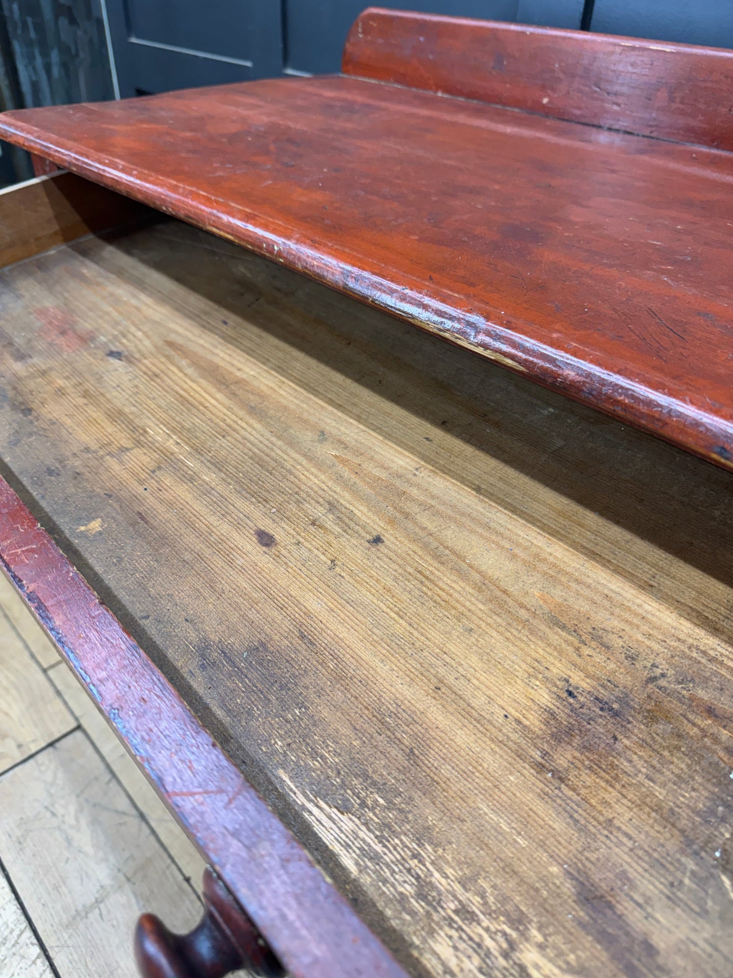 Antique Victorian Pine Writing Table Desk Console Side Table / Wash Stand