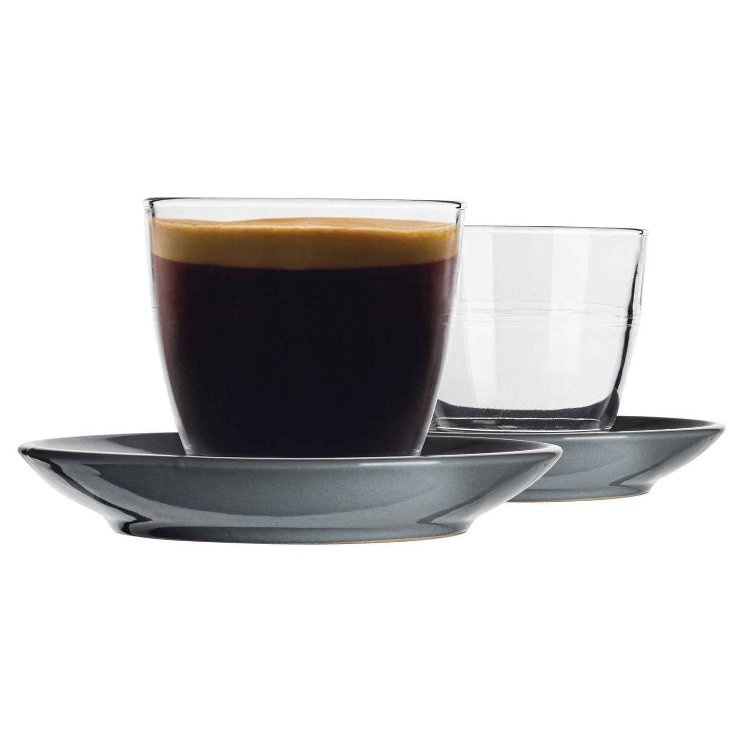 220ml Gigogne Glass Coffee Cups & Saucers - Pack of Six