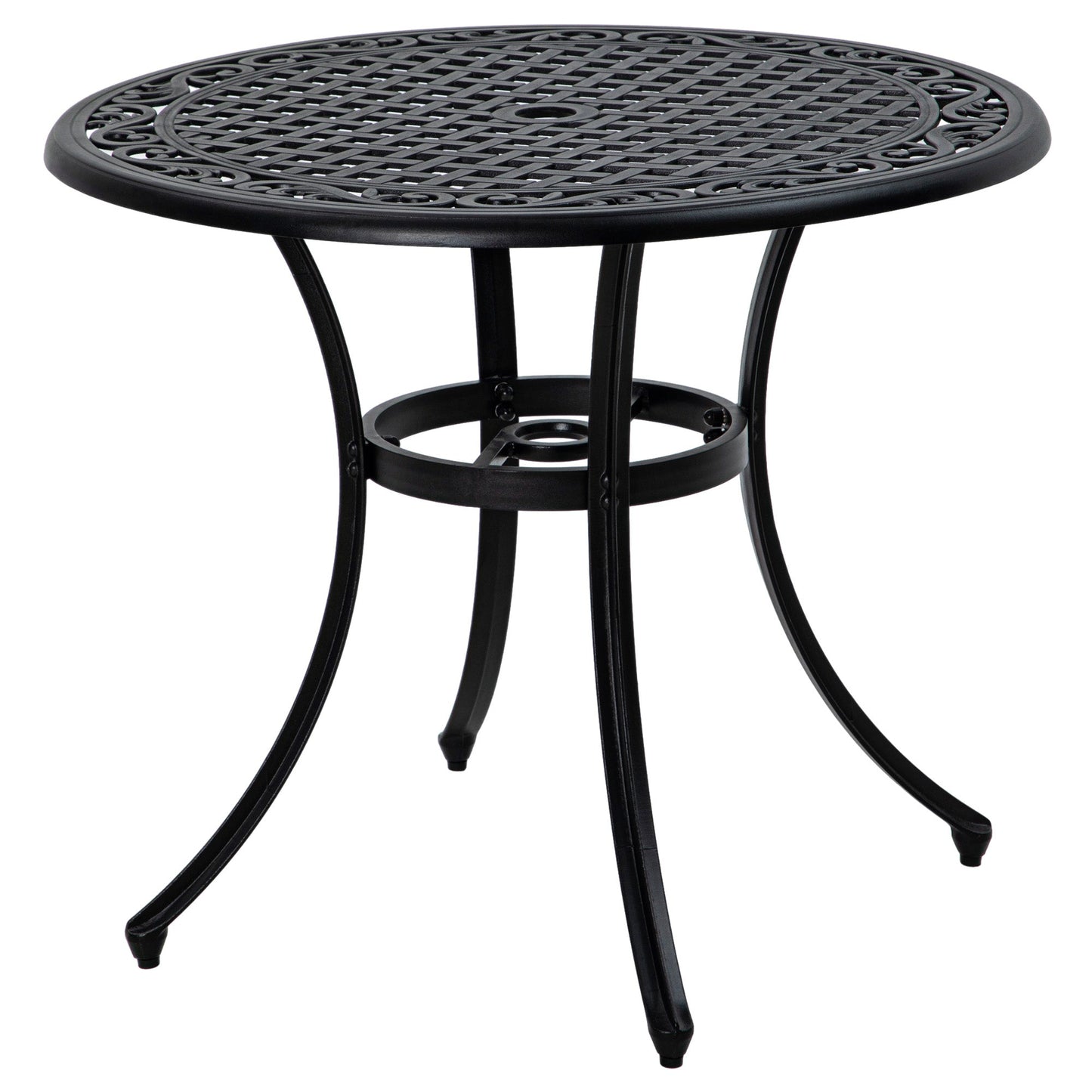 Outsunny \'ce\'a690cm Four-Seated Round Aluminium Garden Table, with Parasol Hole
