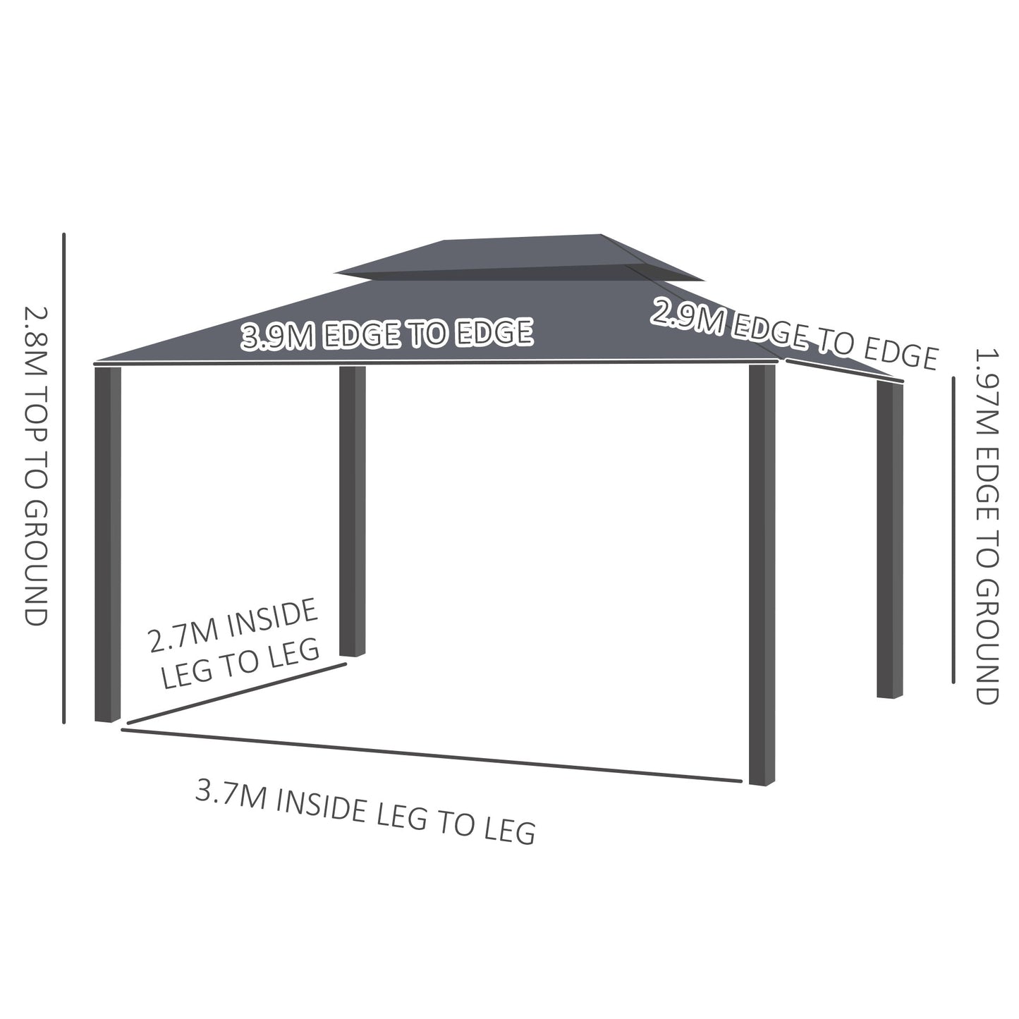 Outsunny 3 x 4m Aluminium Garden\'c2\'a0Gazebo, Marquee Canopy Shelter Pavilion Party Tent with Nets and Curtains for Garden and Deck, Black