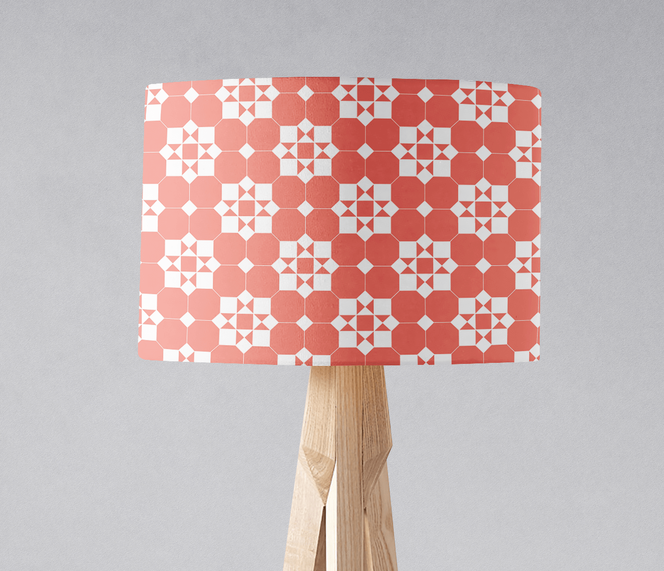 Coral and White Geometric Tiles Design Lampshade, Ceiling or Table Lamp Shade
