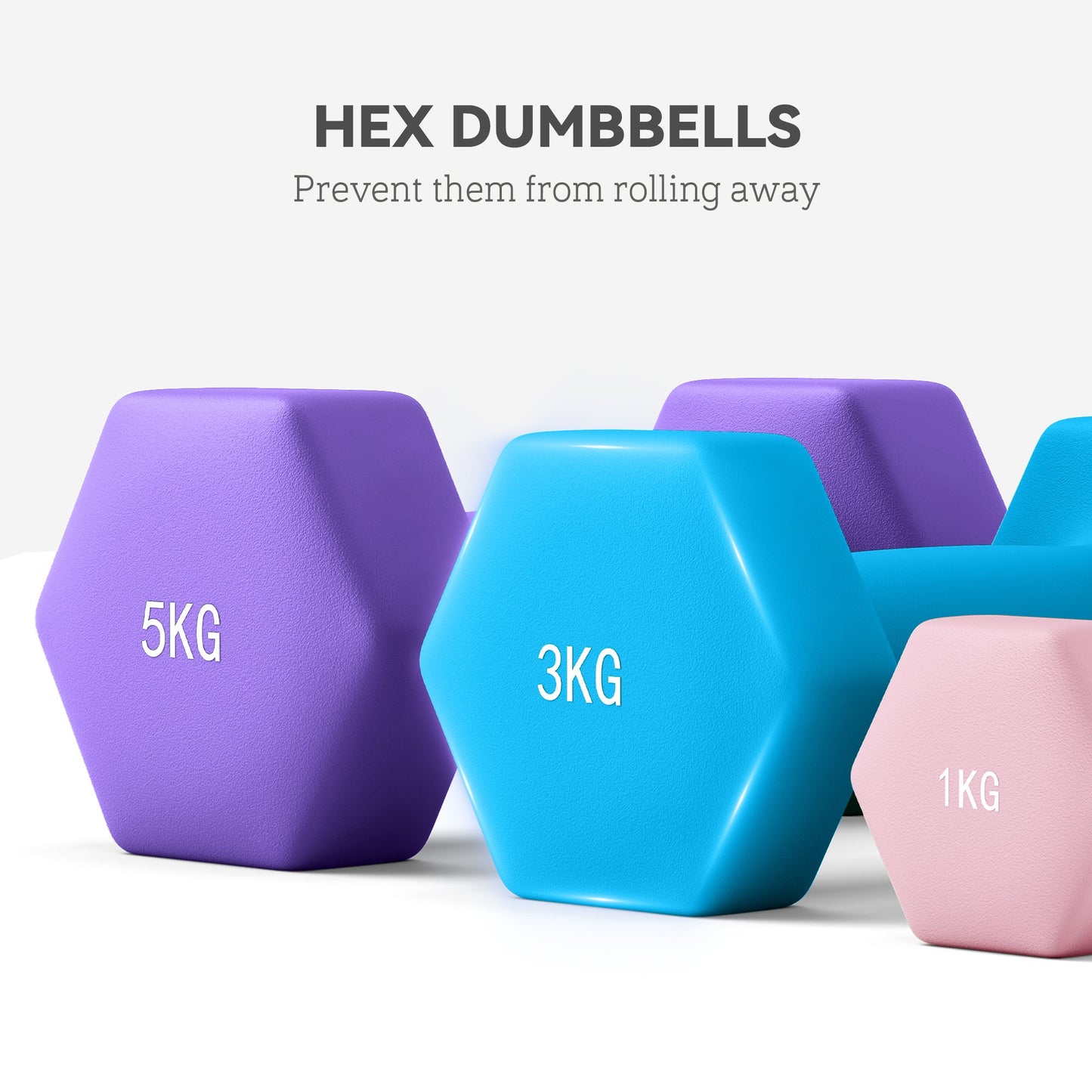 SPORTNOW Dumbbells Set with Storage Rack, 2 x 1kg, 2 x 3kg, 2 x 5kg, Pink