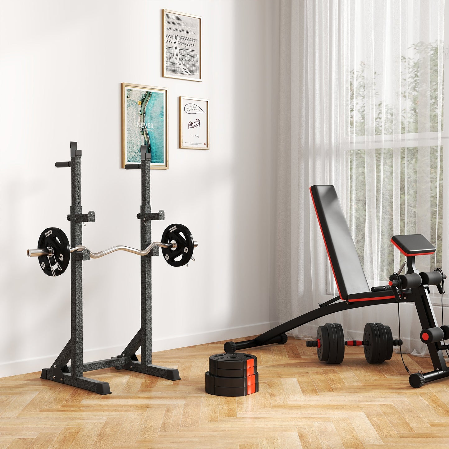SPORTNOW Olympic Weight Plates Set, with Two 5kg and Two 2.5kg weights, Black