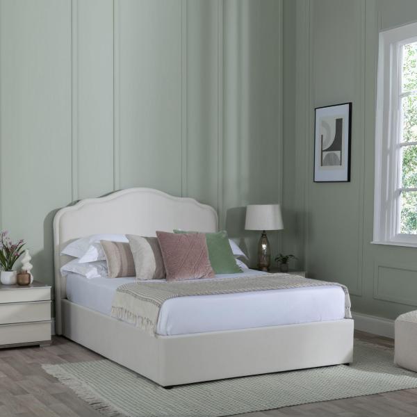 The Diaz Beige 5 FT King Storage Bed