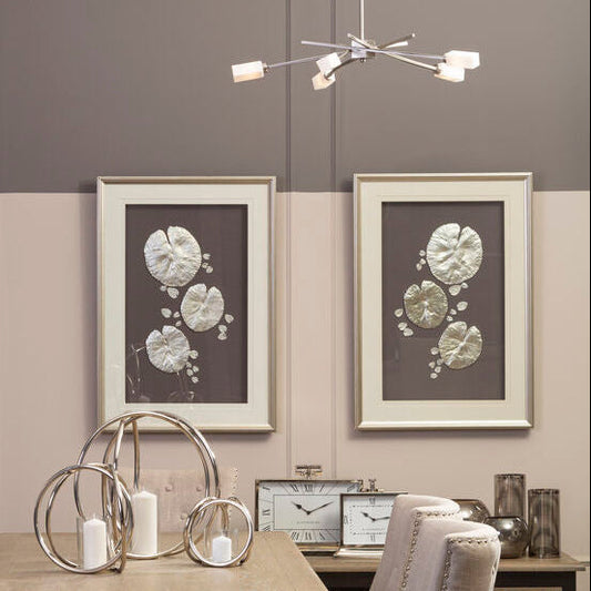 Silver Leaf Design Wall Art with Wooden Frame | Nason