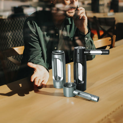 Portable metal smoking pipe with 155mm glass bowls, for dry tobacco & herb, hookah shisha pipe accessories.