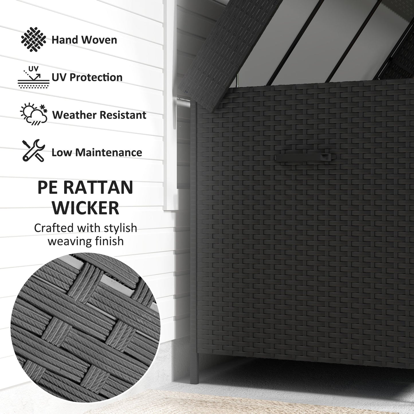 Outsunny 627 L Rattan Storage Box - Black