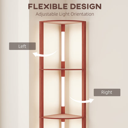 HOMCOM Corner Floor Lamp for Living Room Bedroom with Dimmable Warm White LED Light, Modern Tall Standing Lamp, Brown