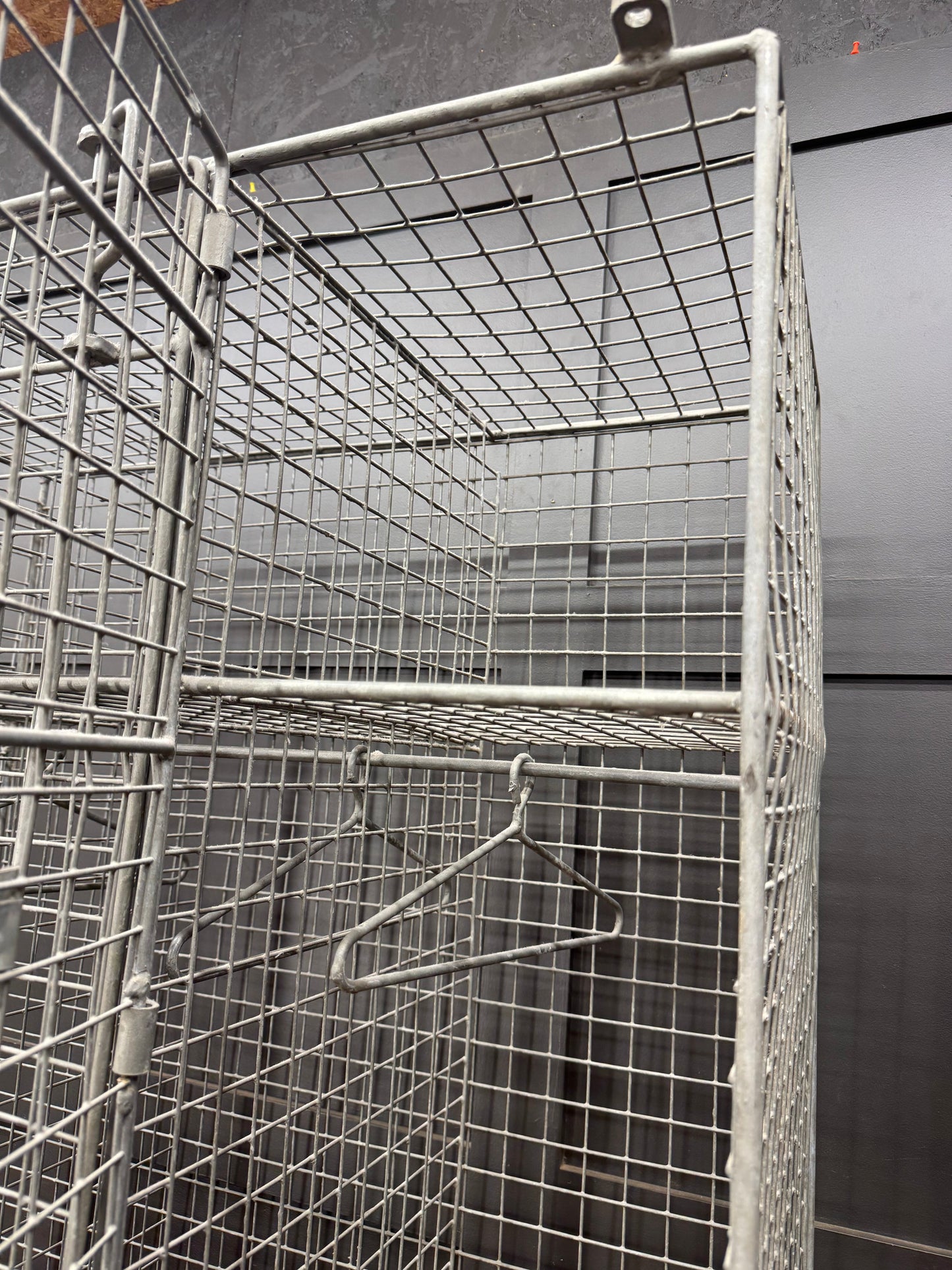 Industrial Vintage Wire Mesh Three Door Locker Storage Cabinet Cage Wardrobe