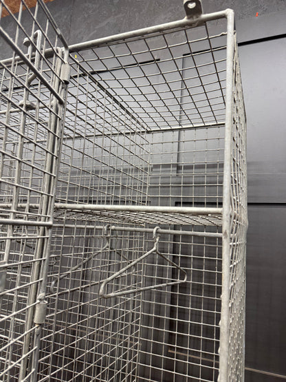 Industrial Vintage Wire Mesh Three Door Locker Storage Cabinet Cage Wardrobe