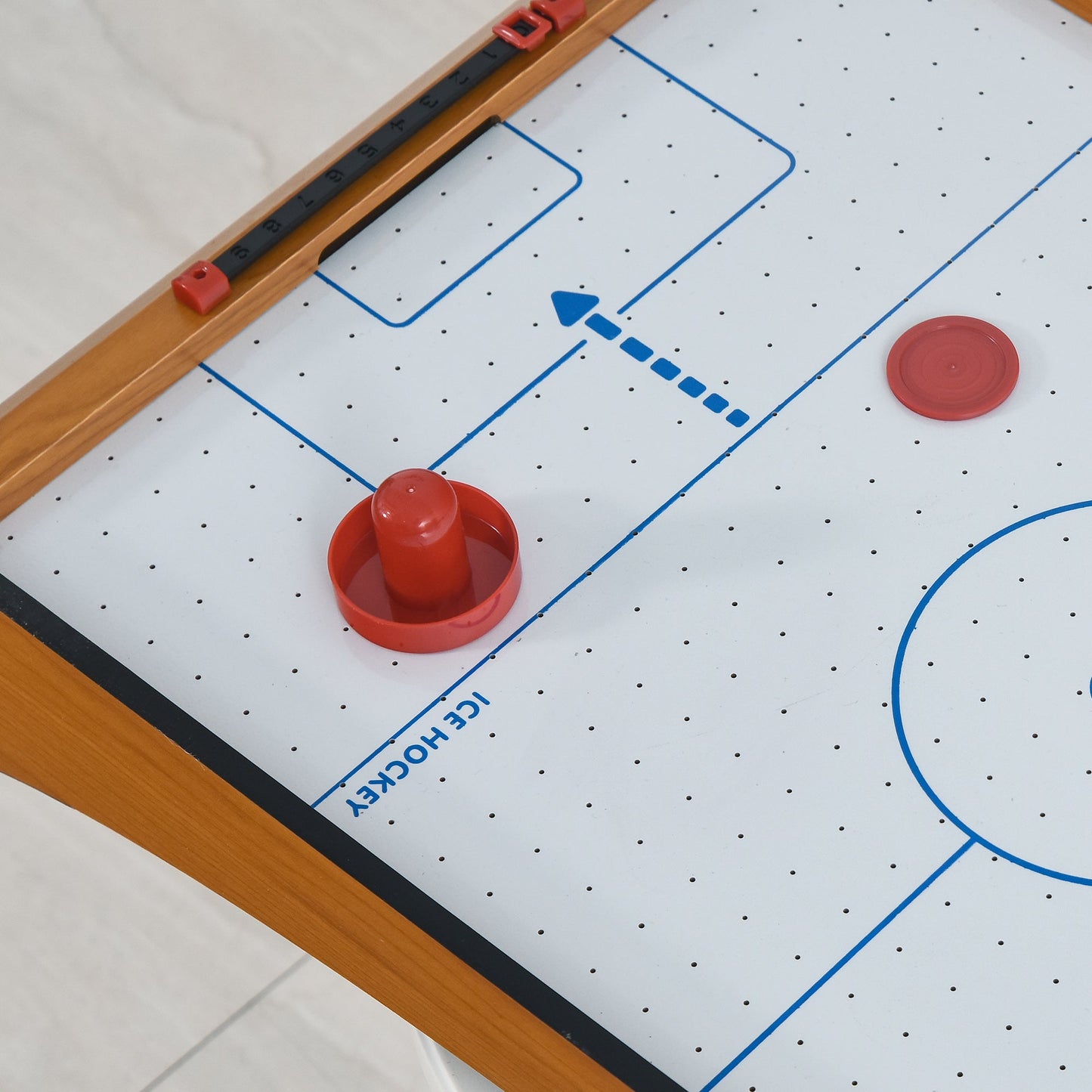 HOMCOM 2.5FT Tabletop Air Hockey Game Table Wooden Portable Party Gaming Toy for Kids Children Adult
