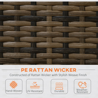 Outsunny Four-Piece Rattan Sofa Set, with Storage Table - Orange/Brown